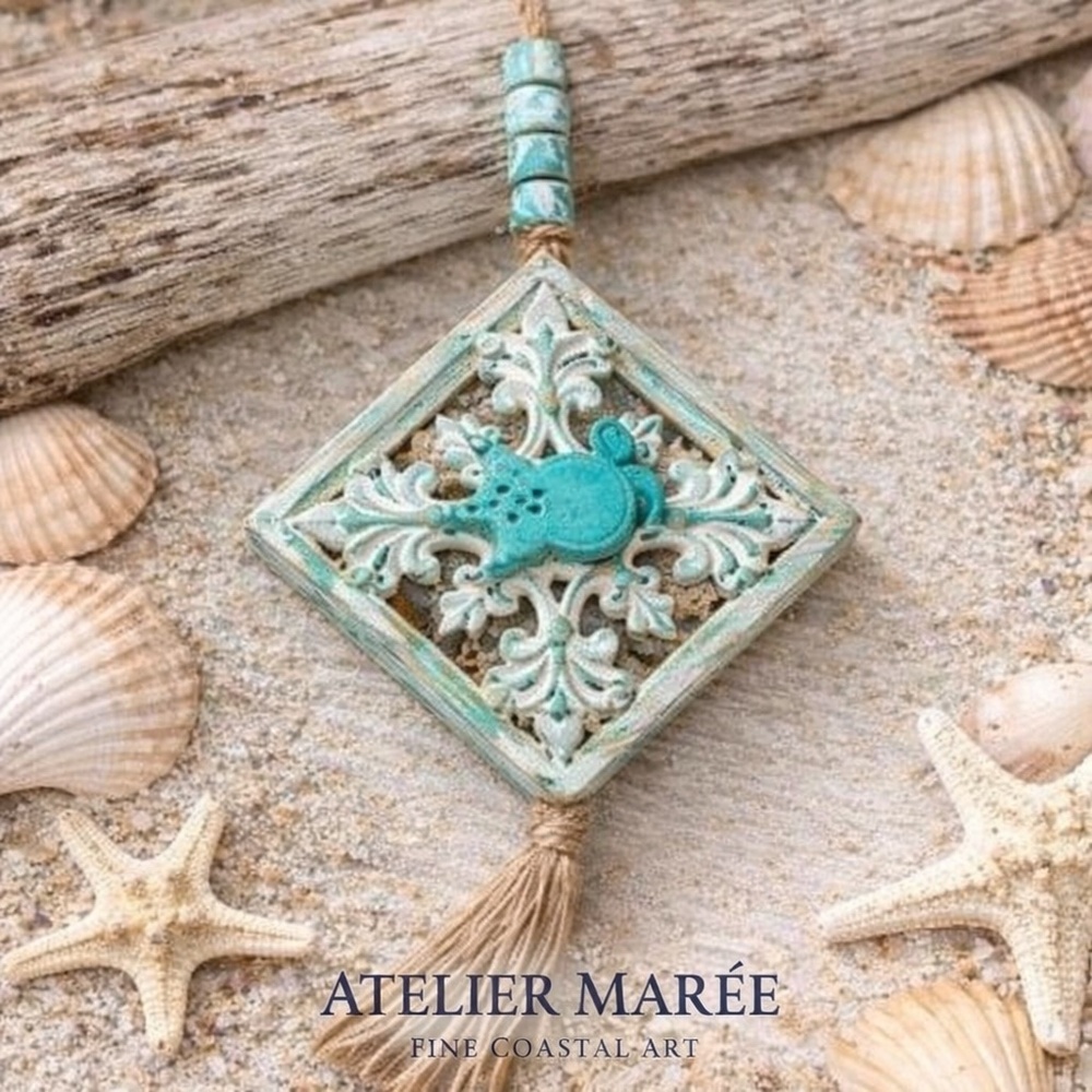 Atelier Marée Coastal Medallion | Patina Aqua with Starfish & Turtle